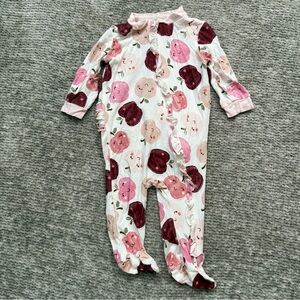 Milkberry Bamboo Apple Print Ruffle Butt Footie Sleeper 0–3M